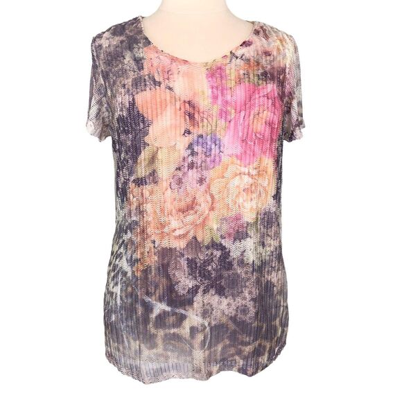 Brittany Black Soft Crochet Knit Blouse Romantic Floral Boat Neck Size Large - Picture 1 of 8